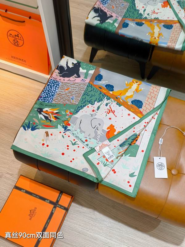 Hermes silk scarf 90X90cm E07 (35)