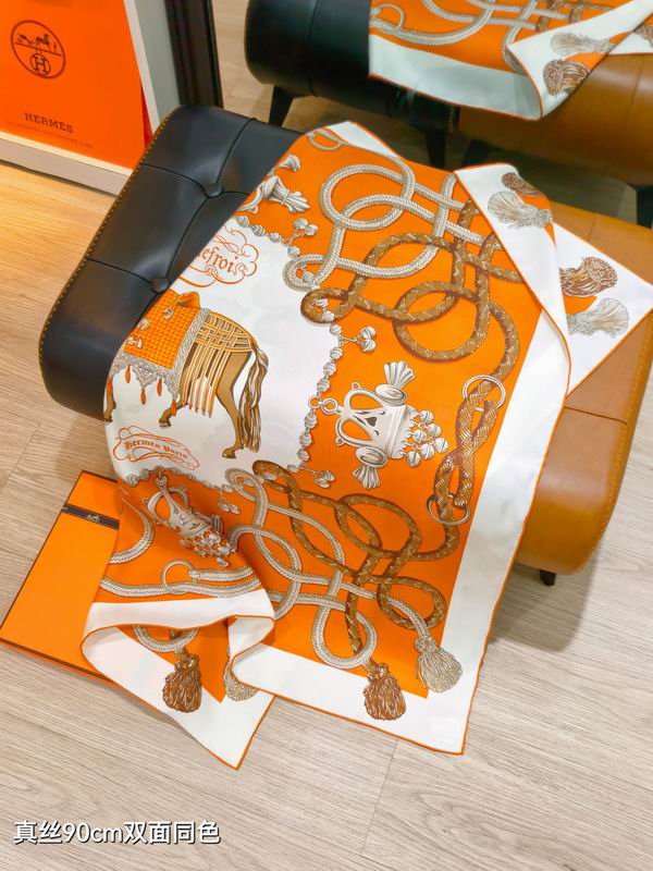 Hermes silk scarf 90X90cm E34 (25)
