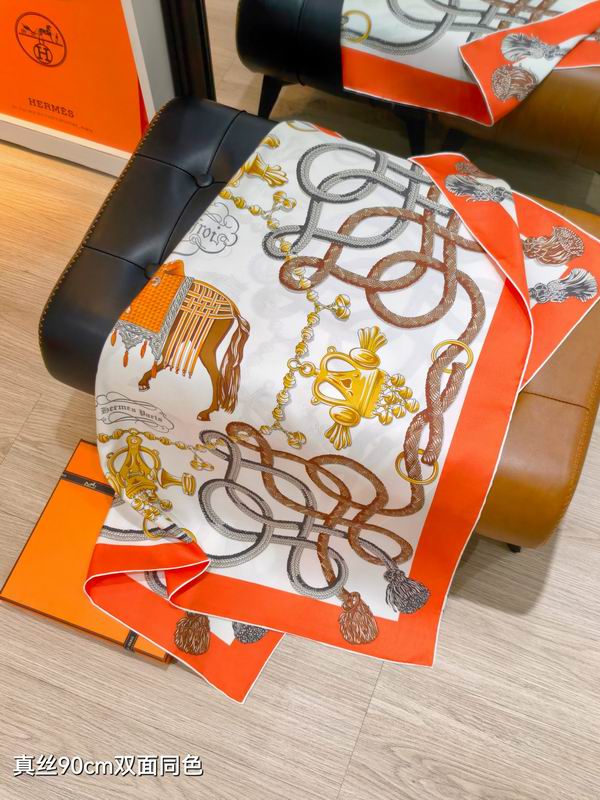 Hermes silk scarf 90X90cm E34 (43)