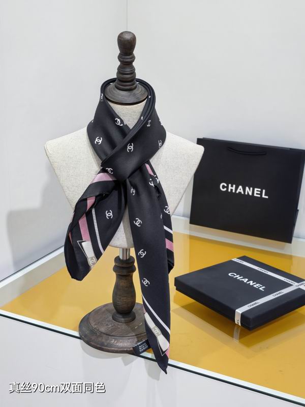 Chanel silk Scarf 90X90cm E32 (11)
