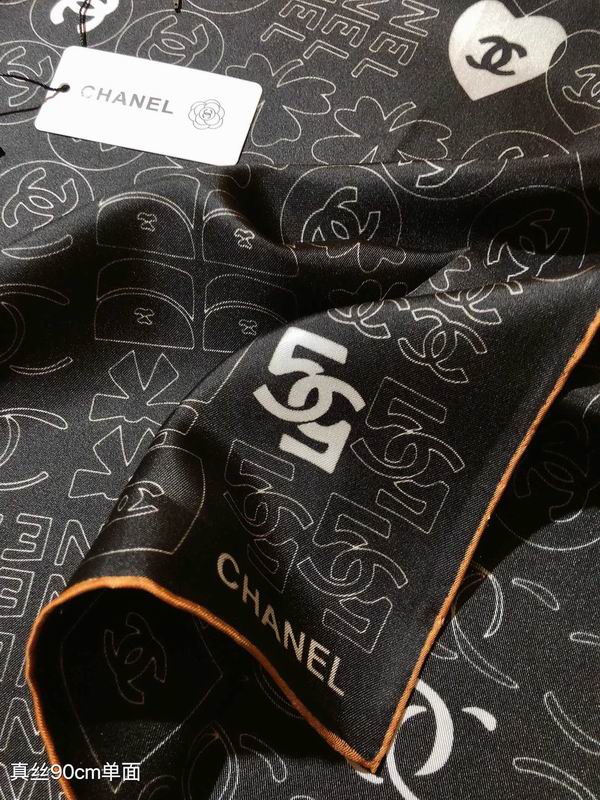 Chanel silk scarf 90X90cm E01 (4)
