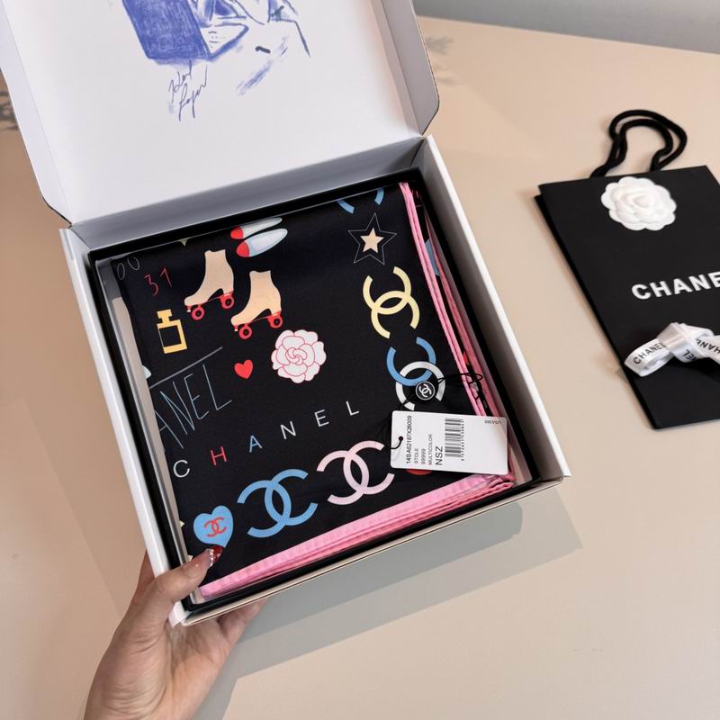 Chanel silk scarf 90X90cm E03 (15)