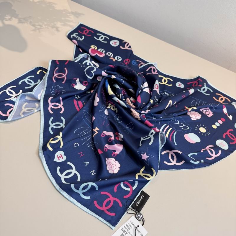 Chanel silk scarf 90X90cm E03 (2)