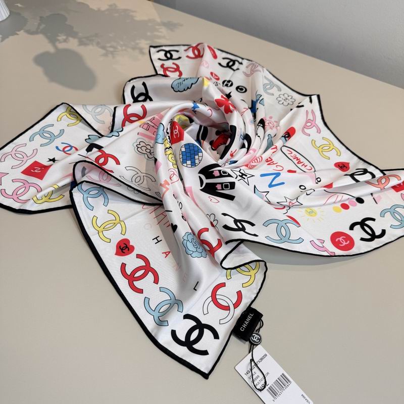 Chanel silk scarf 90X90cm E03 (20)