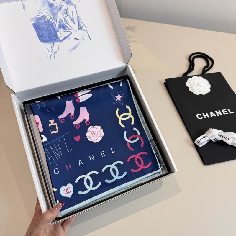 Chanel silk scarf 90X90cm E03 (6)