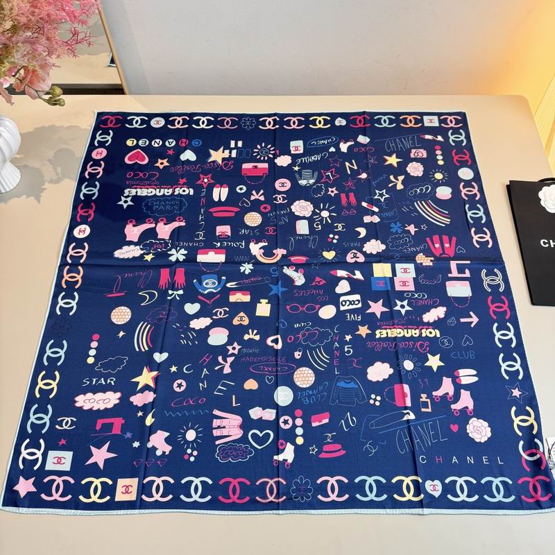Chanel silk scarf 90X90cm E03 (9)