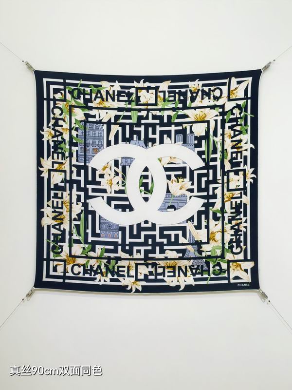 Chanel silk scarf 90X90cm E10 (18)
