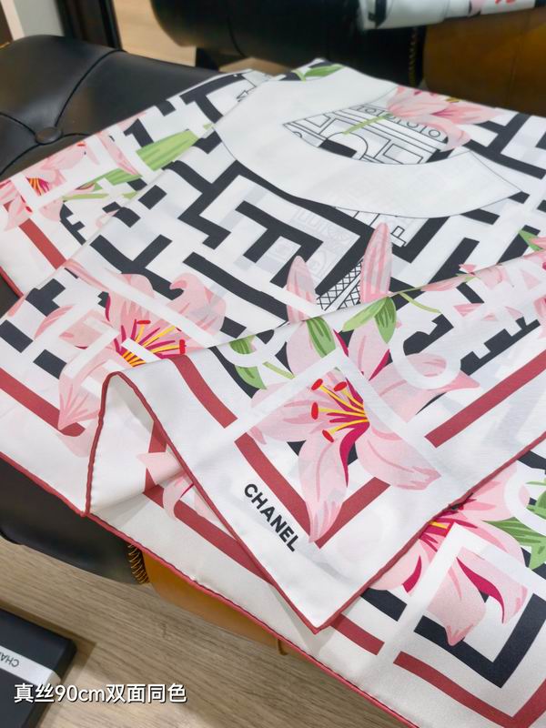 Chanel silk scarf 90X90cm E10 (6)