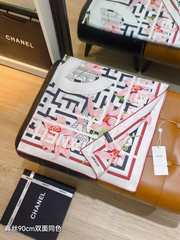 Chanel silk scarf 90X90cm E10 (8)