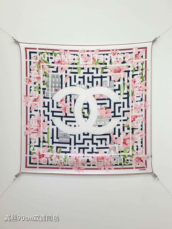 Chanel silk scarf 90X90cm E10 (9)