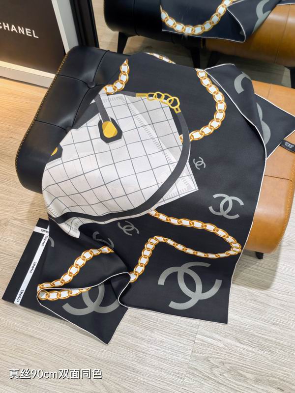 Chanel silk scarf 90X90cm E17 (7)