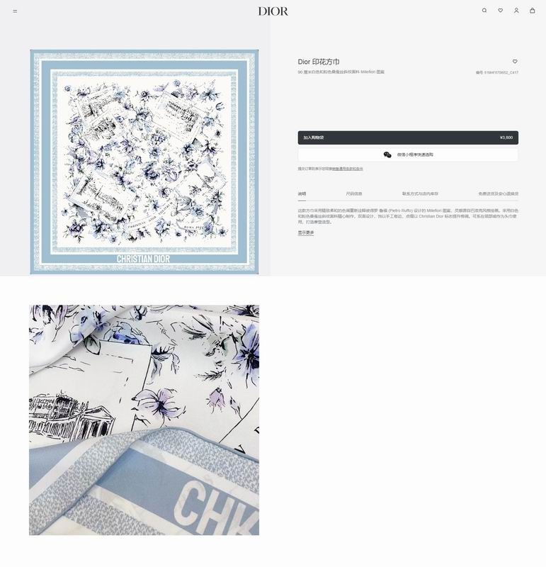 Dior silk scarf 90X90cm E05 (9)