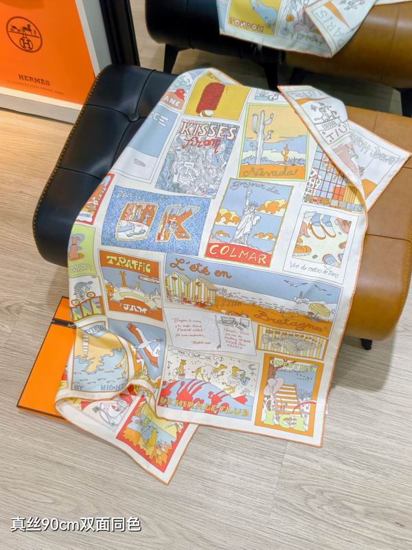 Hermes silk Scarf 90X90cm E27 (14)