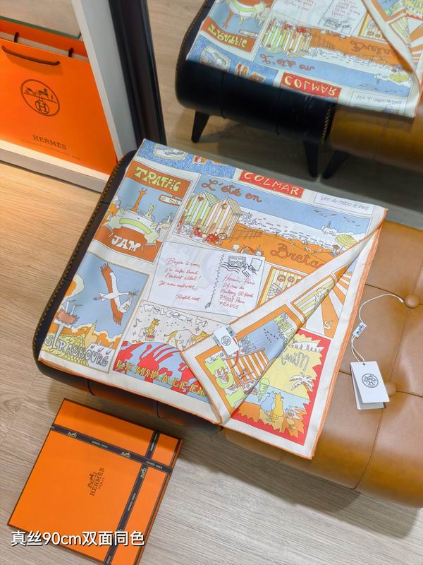 Hermes silk Scarf 90X90cm E27 (15)