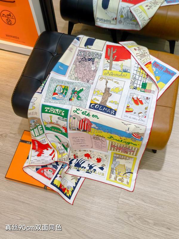 Hermes silk Scarf 90X90cm E27 (41)