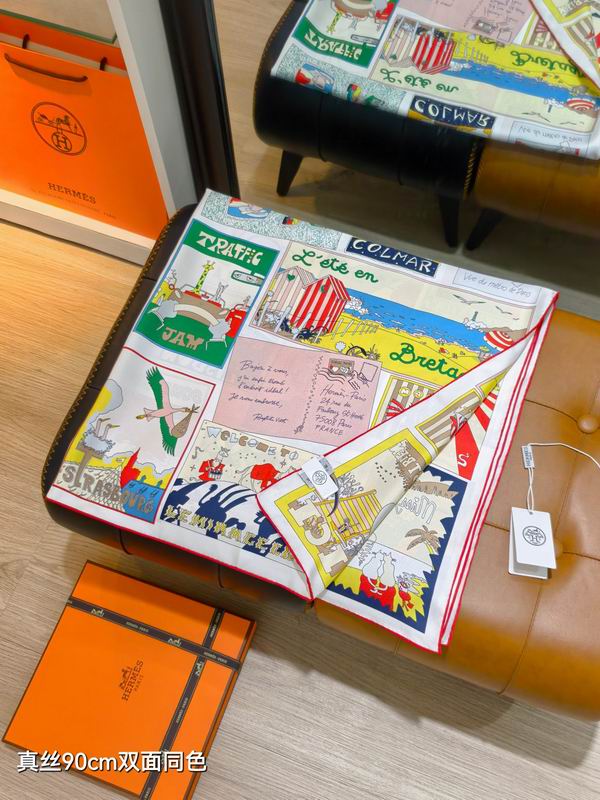 Hermes silk Scarf 90X90cm E27 (42)