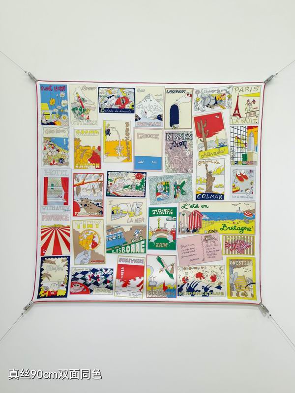 Hermes silk Scarf 90X90cm E27 (43)