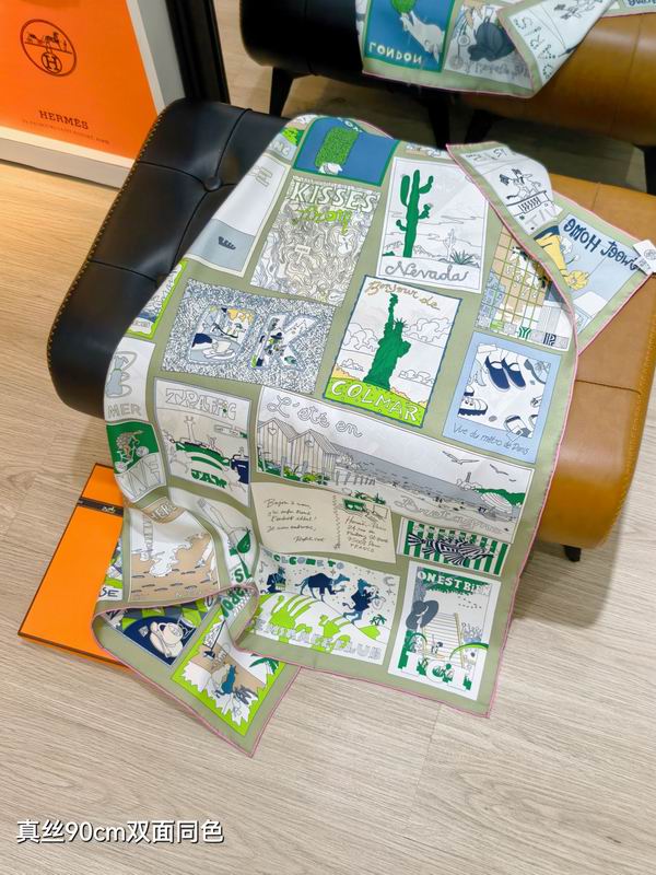 Hermes silk Scarf 90X90cm E27 (5)