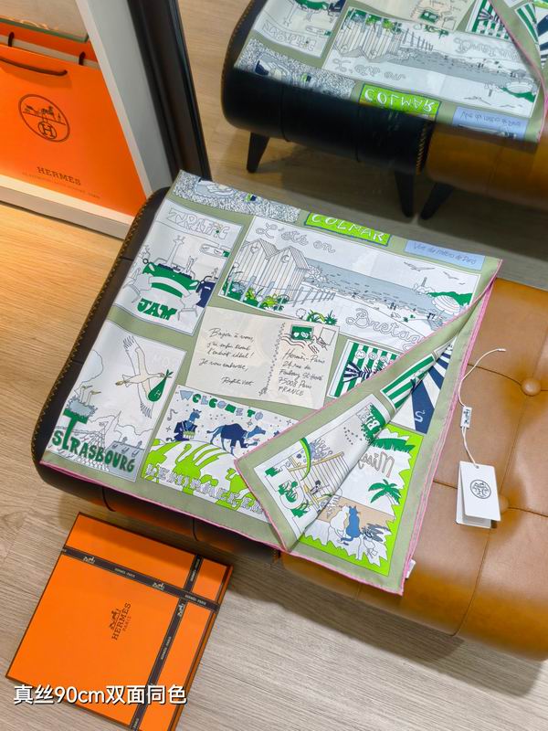 Hermes silk Scarf 90X90cm E27 (6)