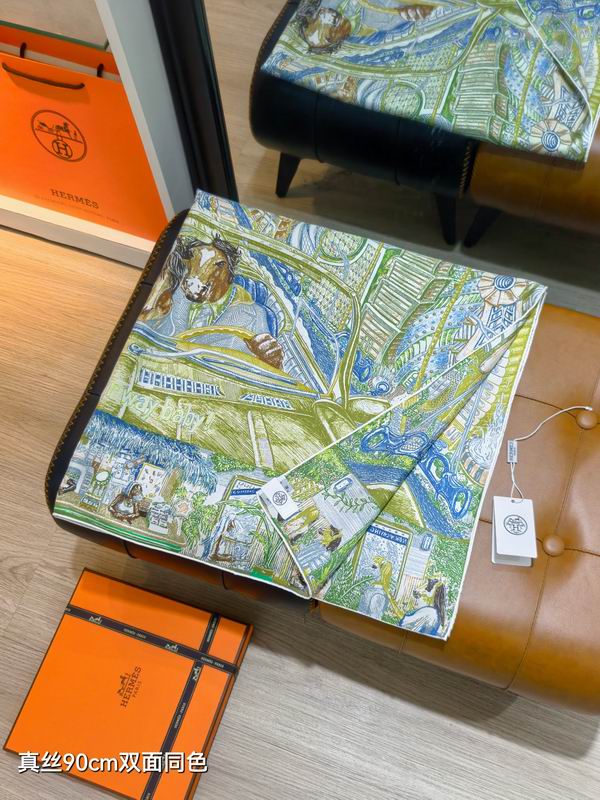 Hermes silk Scarf 90X90cm E30 (34)