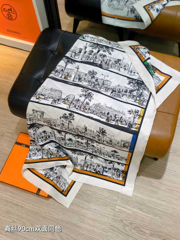 Hermes silk Scarf 90X90cm E35 (14)