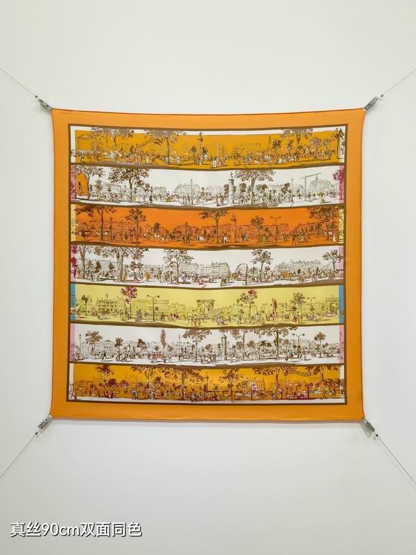 Hermes silk Scarf 90X90cm E35 (7)