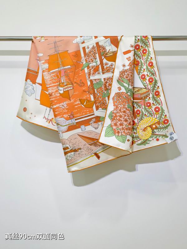 Hermes silk scarf 90X90cm E09 (11)
