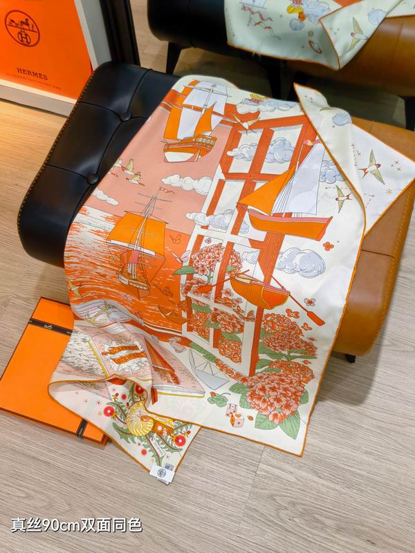 Hermes silk scarf 90X90cm E09 (14)