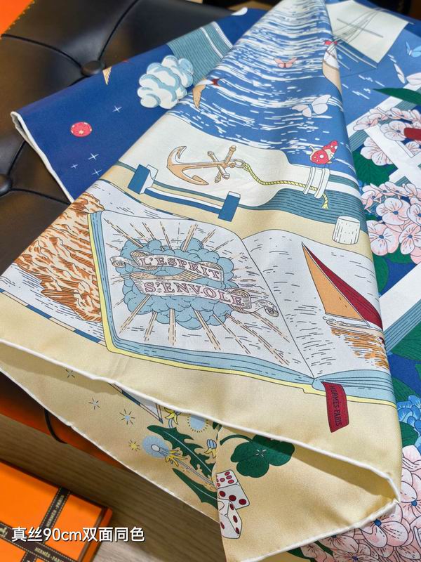 Hermes silk scarf 90X90cm E09 (31)