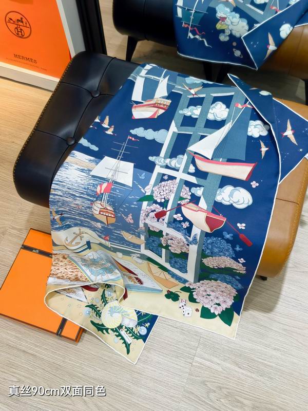 Hermes silk scarf 90X90cm E09 (32)