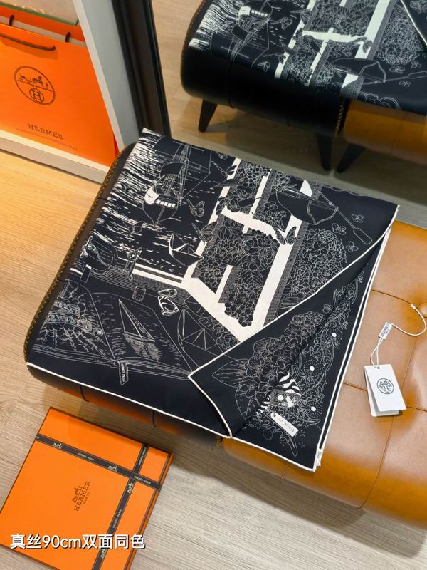 Hermes silk scarf 90X90cm E09 (42)