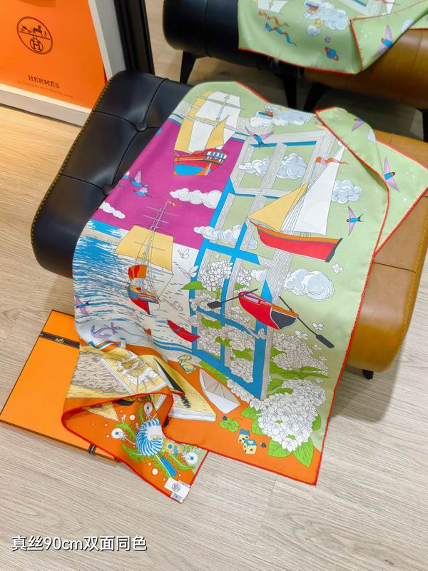 Hermes silk scarf 90X90cm E09 (5)