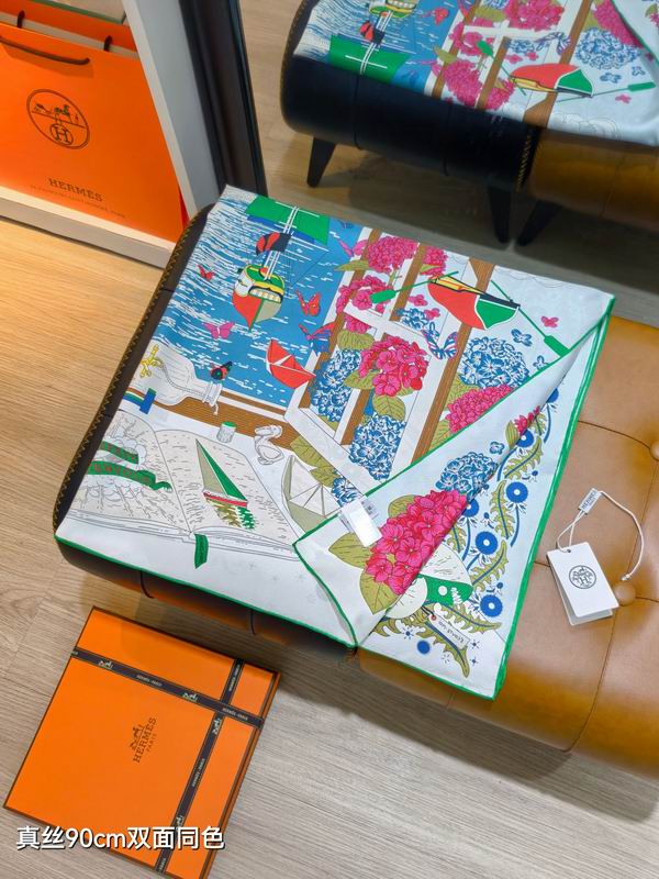 Hermes silk scarf 90X90cm E09 (51)