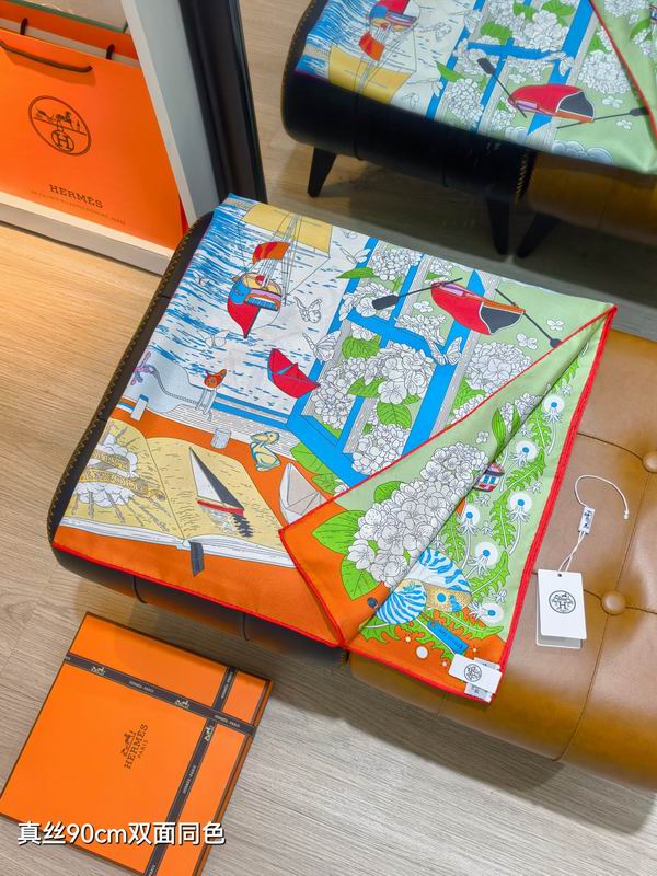 Hermes silk scarf 90X90cm E09 (6)