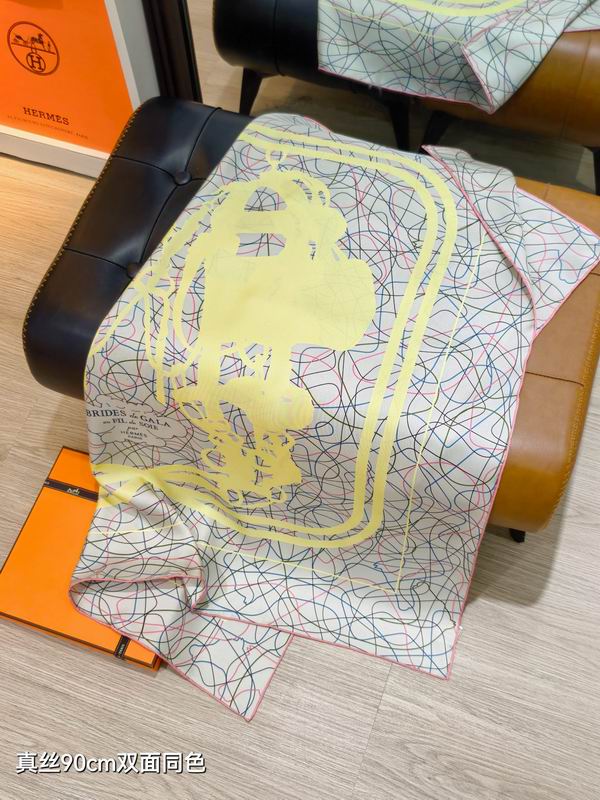 Hermes silk scarf 90X90cm E12 (29)