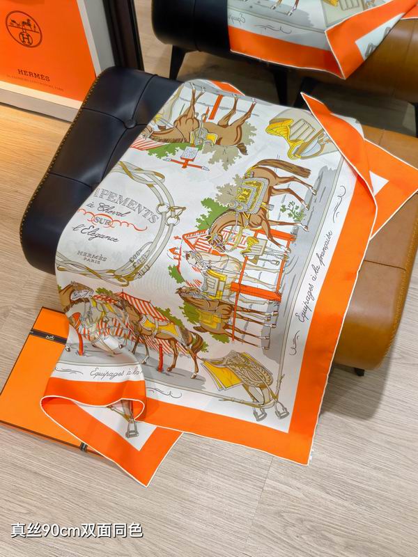 Hermes silk scarf 90X90cm E15 (15)