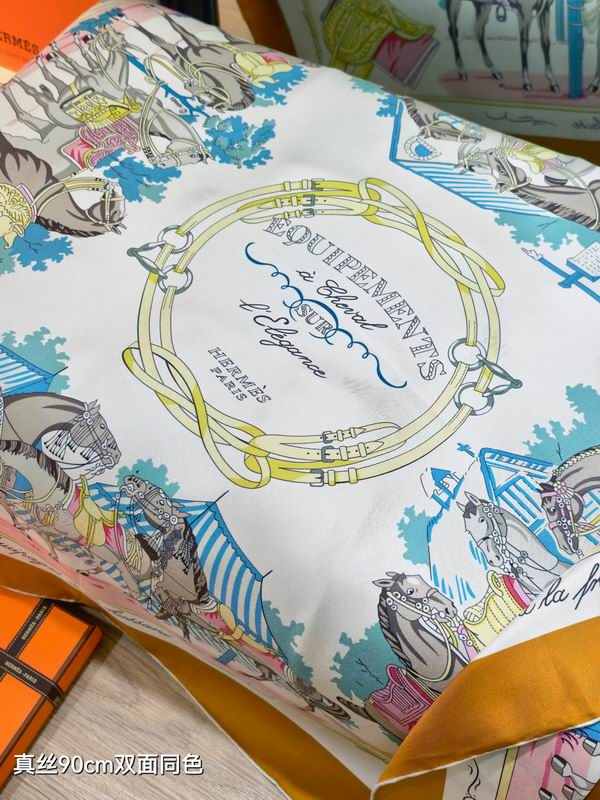 Hermes silk scarf 90X90cm E15 (31)