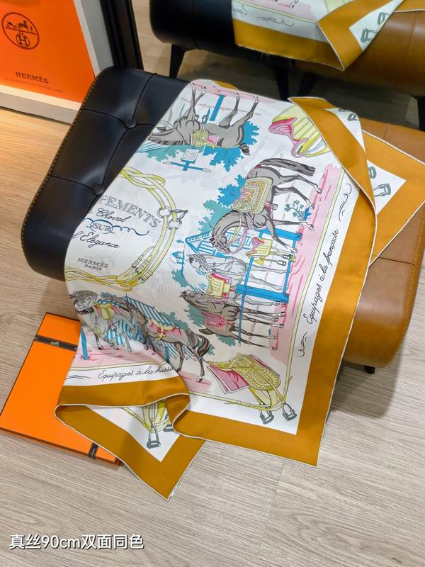Hermes silk scarf 90X90cm E15 (32)