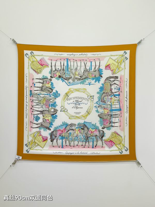 Hermes silk scarf 90X90cm E15 (34)