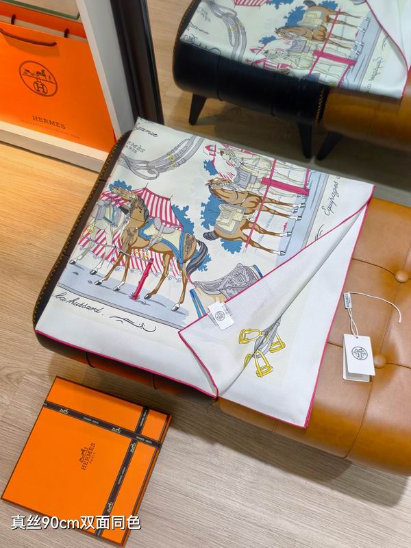 Hermes silk scarf 90X90cm E15 (37)