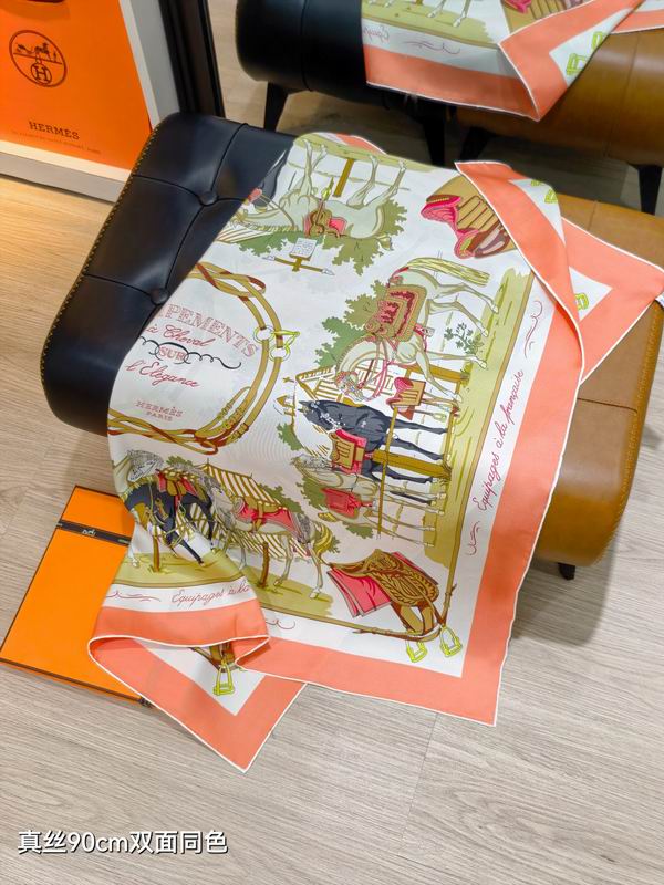 Hermes silk scarf 90X90cm E15 (5)