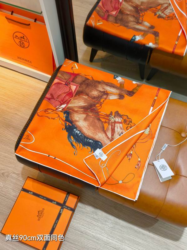 Hermes silk scarf 90X90cm E42 (8)