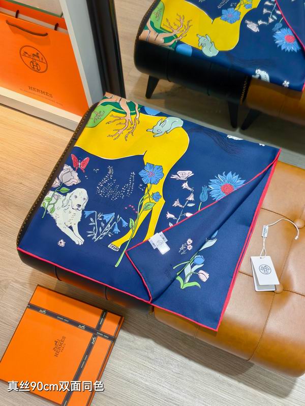 Hermes silk scarf 90X90cm E52 (17)