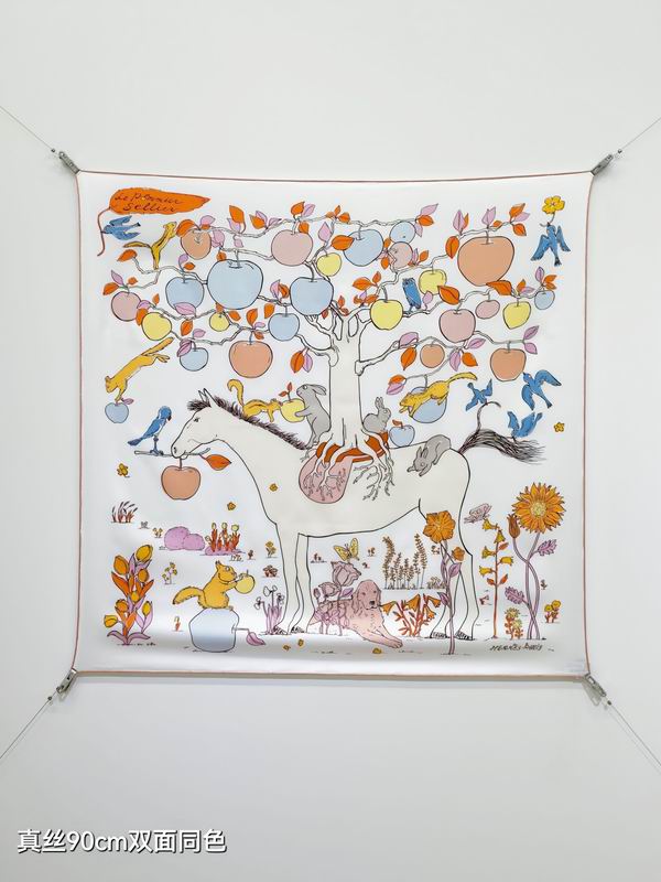 Hermes silk scarf 90X90cm E52 (28)