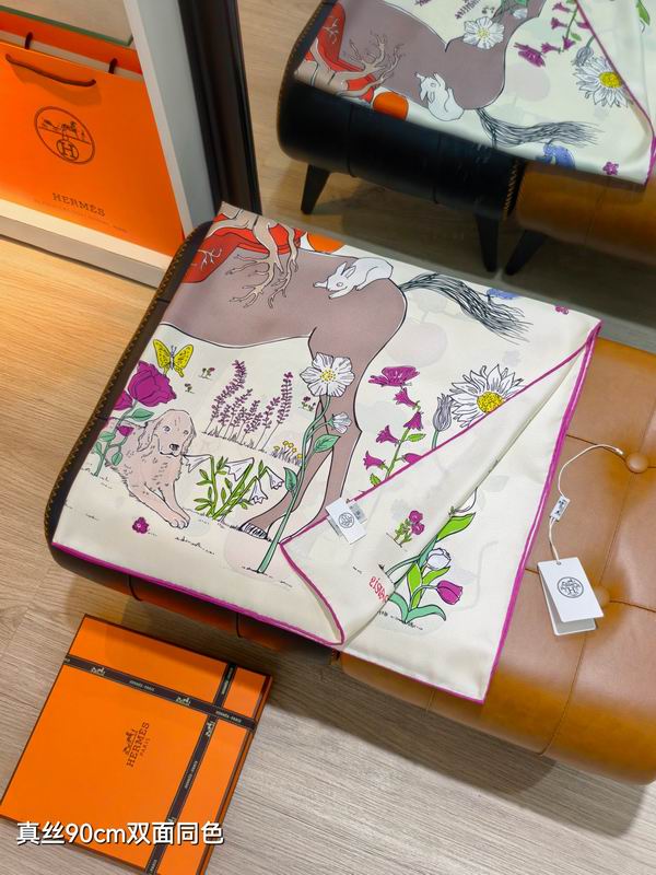 Hermes silk scarf 90X90cm E52 (37)