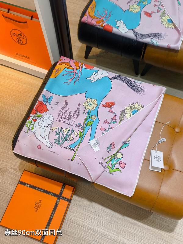 Hermes silk scarf 90X90cm E52 (47)