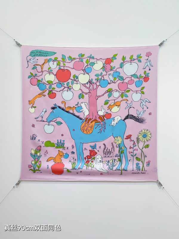 Hermes silk scarf 90X90cm E52 (48)