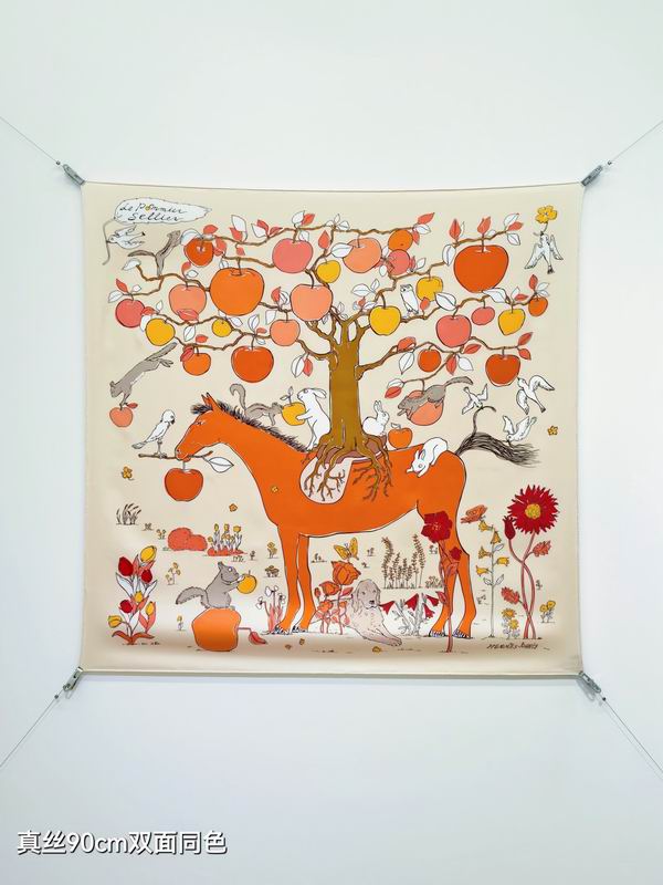 Hermes silk scarf 90X90cm E52 (8)