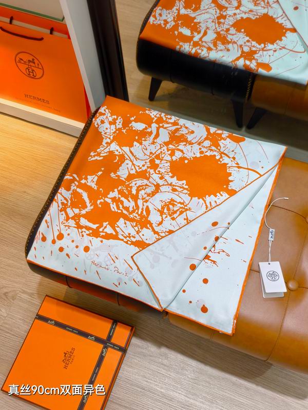 Hermes silk scarf 90X90cm E54 (17)