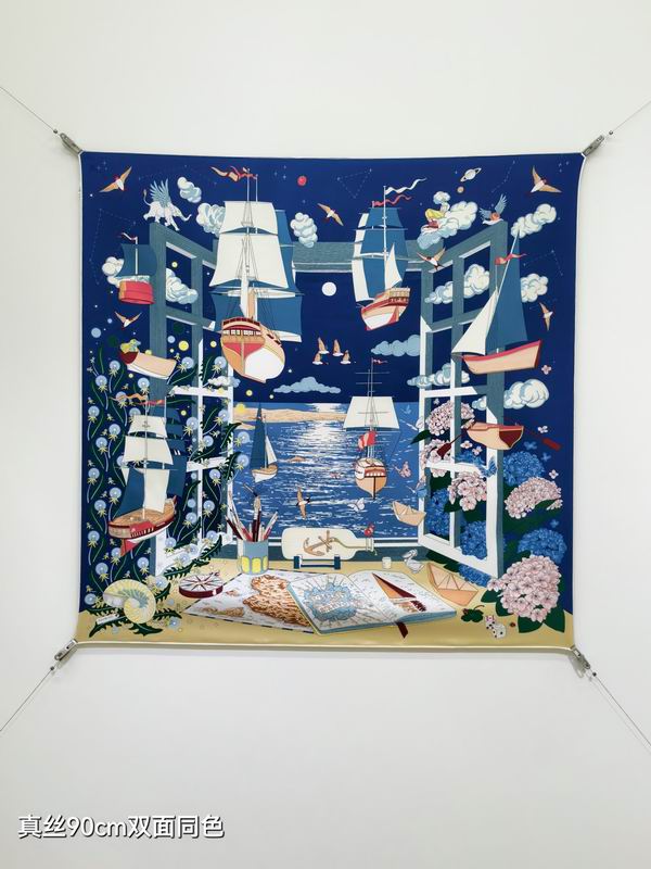 Hermes silk scarf 90X90cm E55 (34)